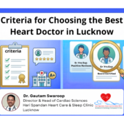 Comprehensive medical infographic breaking down clinical qualifications, advanced facility standards, cardiac red flags, and patient partnership metrics for choosing a best doctor in lucknow.