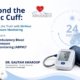 Professional minimal healthcare banner illustrating 24-hour Ambulatory Blood Pressure Monitoring (ABPM). A digital blood pressure monitor with cuff is placed beside a subtle 24-hour clock graphic, representing continuous blood pressure tracking throughout the day and night. The design features a clean white and blue medical theme with abstract healthcare elements, promoting awareness of ABPM in a modern clinical setting.