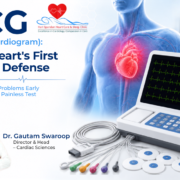 A medical professional performing a painless ECG (Electrocardiogram) test on a patient's chest to monitor heart rhythm and health.