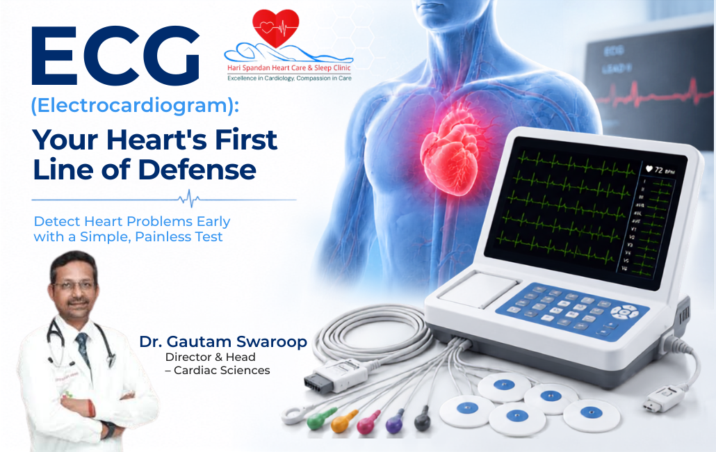 A medical professional performing a painless ECG (Electrocardiogram) test on a patient's chest to monitor heart rhythm and health.