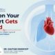 Medical graphic titled “When Your Heart Gets Tired,” highlighting the hidden signs of congestive heart failure. It features an illustration of a human heart and lungs, with Dr. Gautam Swaroop pictured at the bottom alongside his designation as Director & Head – Cardiac Sciences and Interventional Cardiologist at Hari Spandan Heart Care & Sleep Clinic.